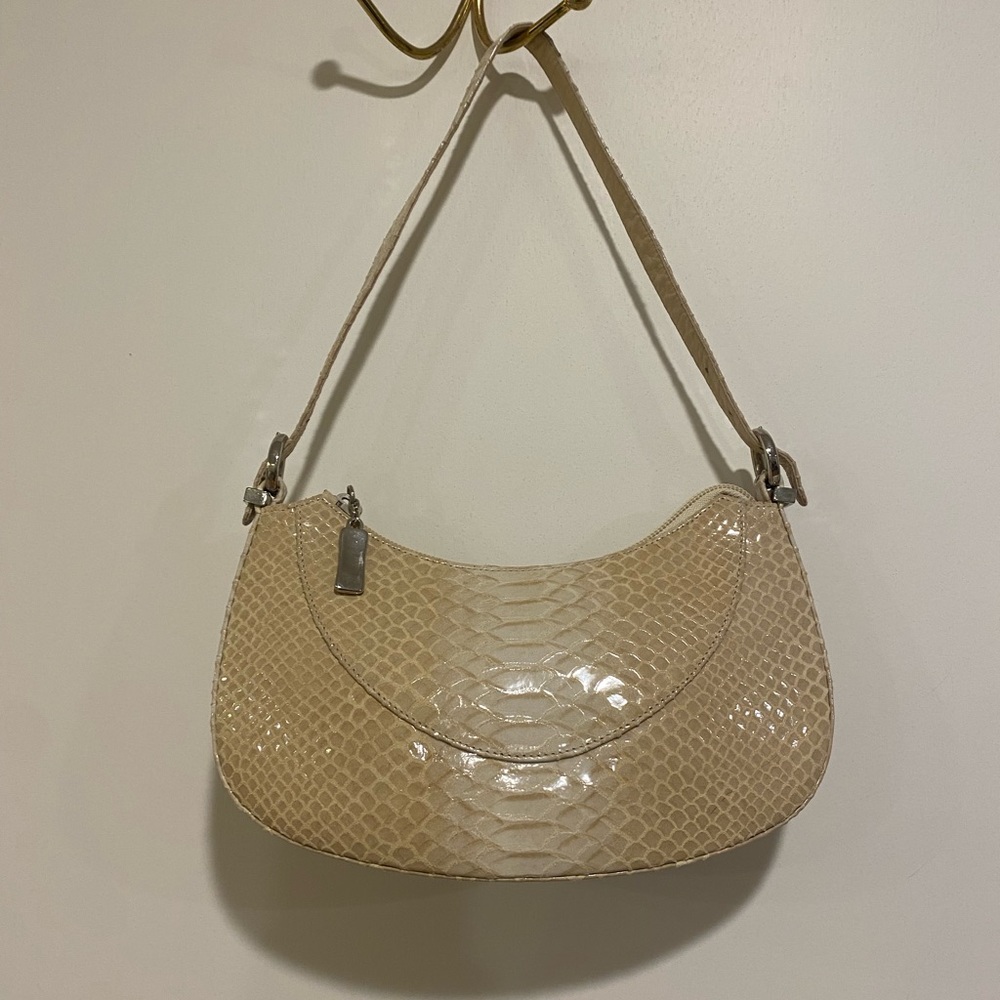 Brand new Stuart Weitzman leather shoulder bag with tan snake skin print